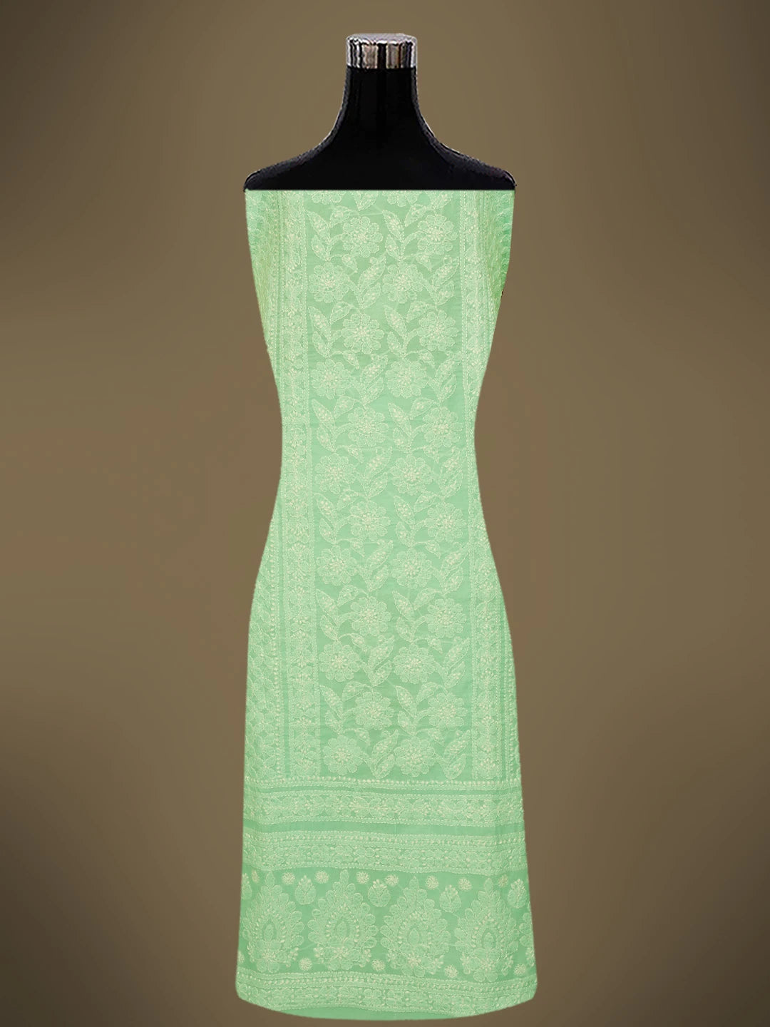 Ada Hand Embroidered Sea Green Cotton Lucknowi Chikankari Unstitched Kurta Piece 01A724705