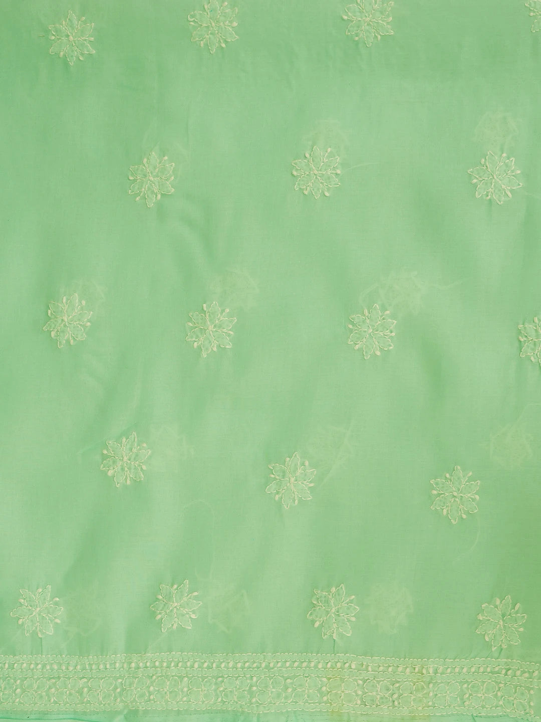 Ada Hand Embroidered Sea Green Cotton Lucknowi Chikankari Unstitched Kurta Piece 01A724705