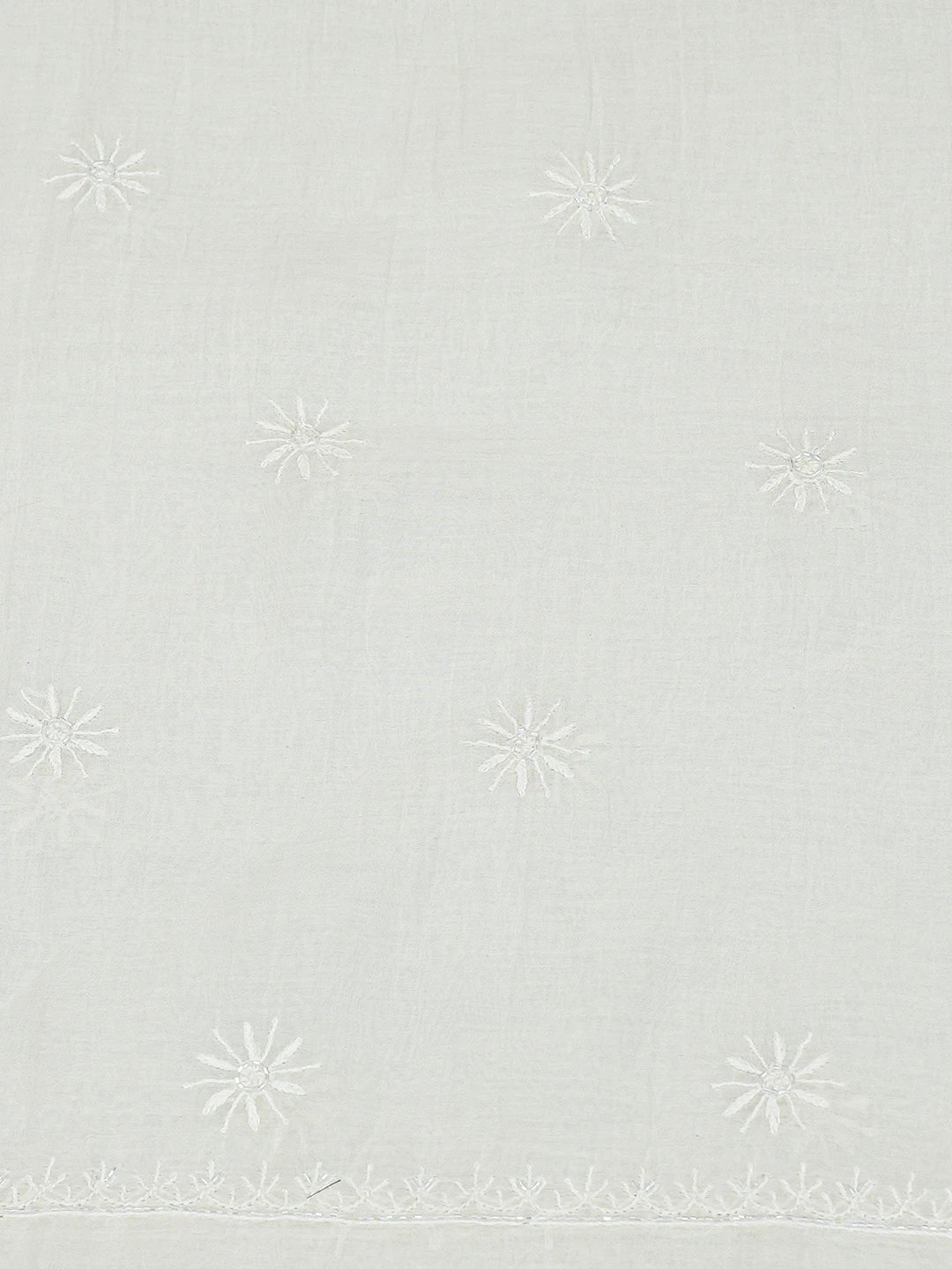 Ada Hand Embroidered White Chanderi Lucknowi Chikankari Unstitched Kurta Dupatta Set With Cutdana Work 01A711102