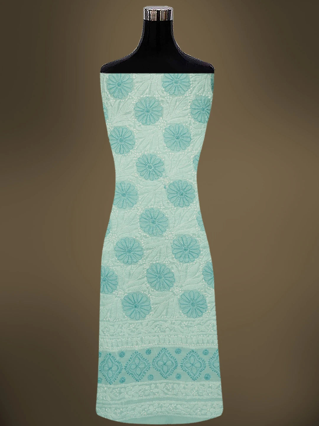 Ada Hand Embroidered Light Blue Cotton Lucknowi Chikankari Unstitched Kurta Piece 01A724709