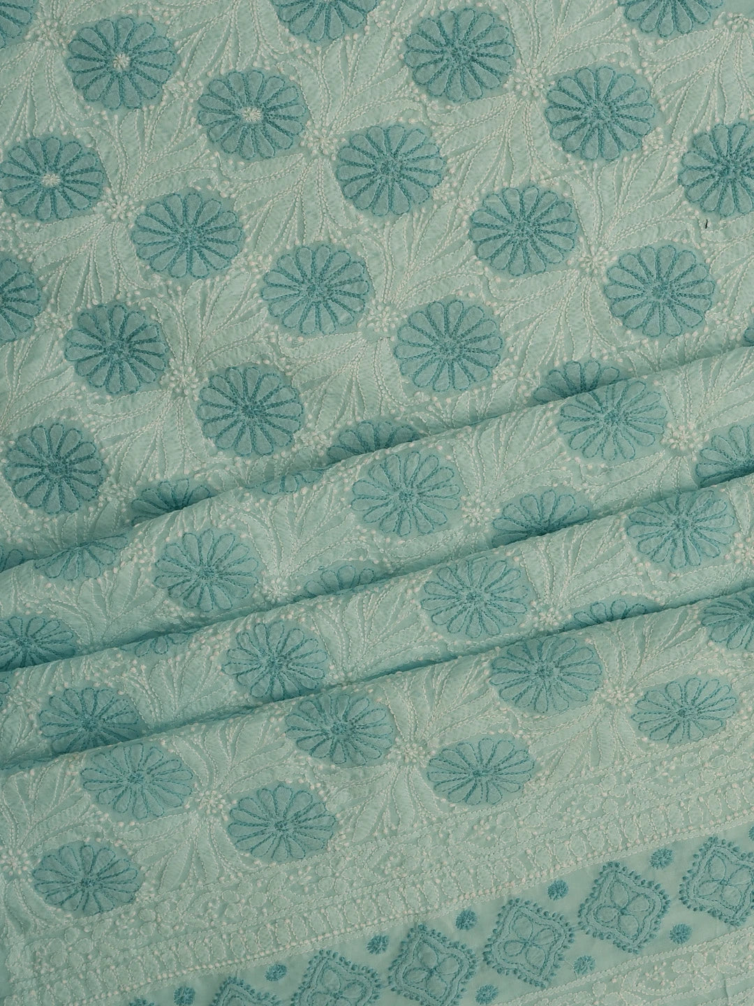 Ada Hand Embroidered Light Blue Cotton Lucknowi Chikankari Unstitched Kurta Piece 01A724709