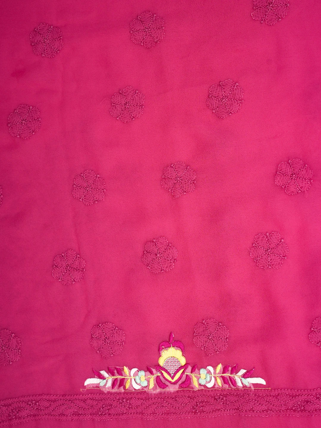 Ada Hand Embroidered Carrot Pink Georgette Lucknowi Chikankari Unstitched Suit Piece With Parsi Work 01A696770