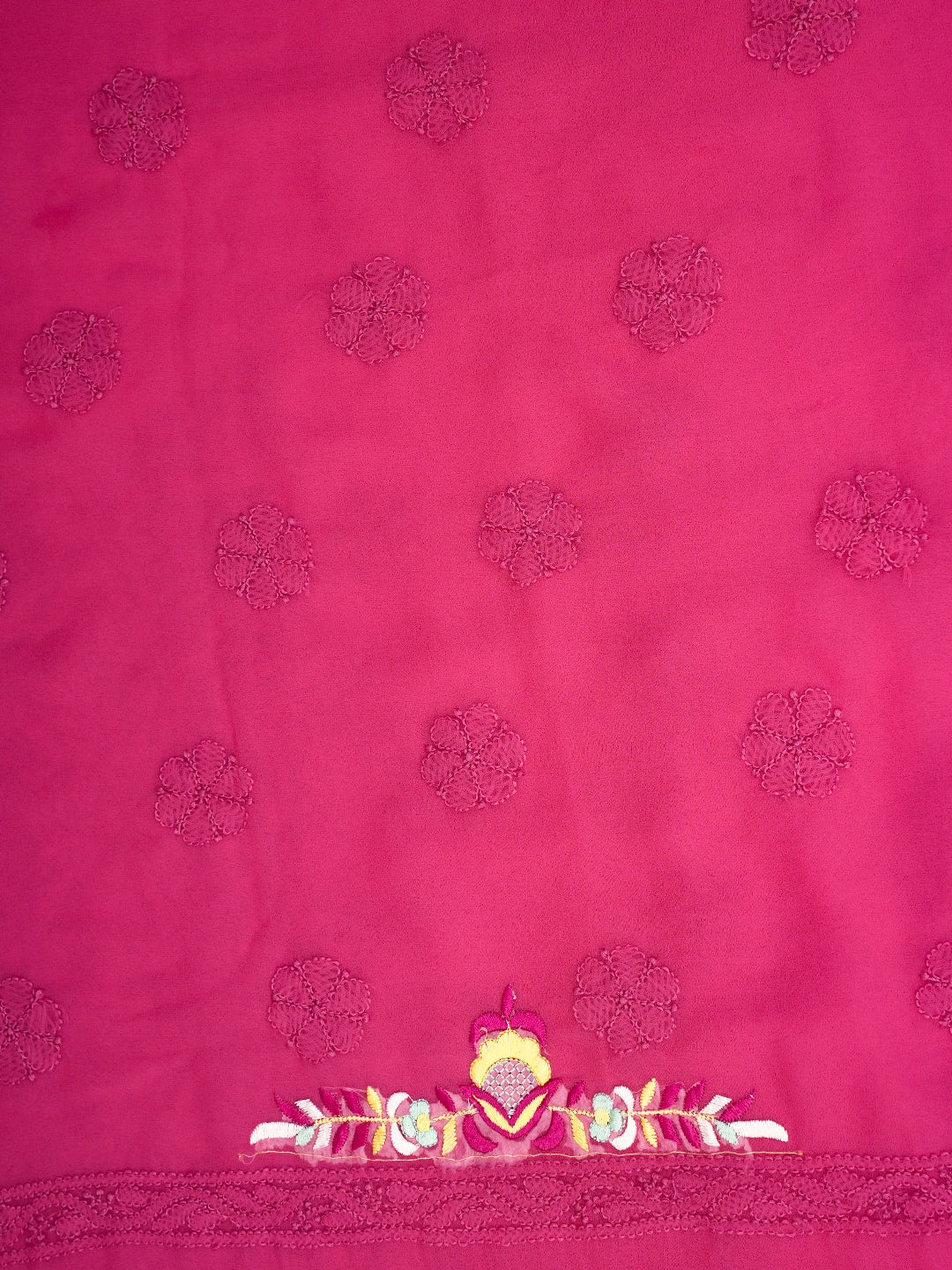 Ada Hand Embroidered Carrot Pink Georgette Lucknowi Chikankari Unstitched Suit Piece With Parsi Work 01A696770