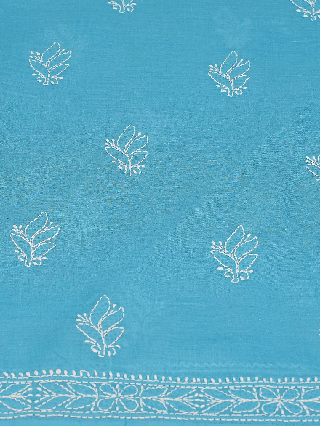 Ada Hand Embroidered Blue Cotton Lucknowi Chikankari Unstitched Kurta Piece 01A724648