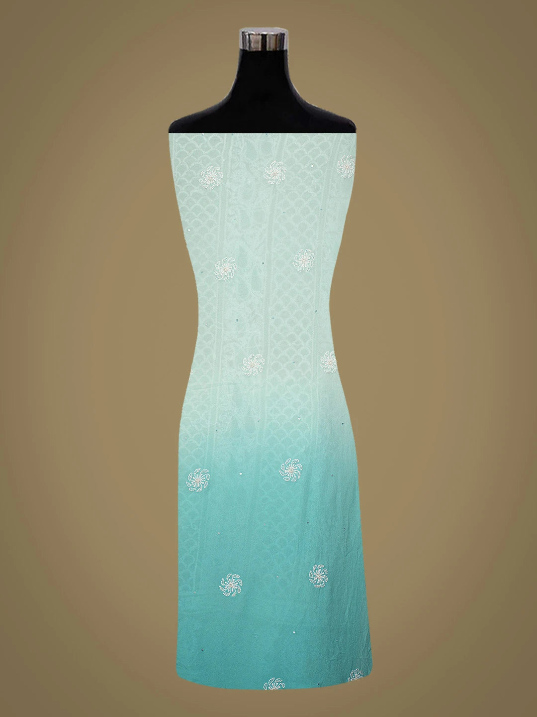 Ada Hand Embroidered Blue Pure Georgette Lucknowi Chikankari Unstitched Kurta Dupatta Set With Cutdana Work 01A364440