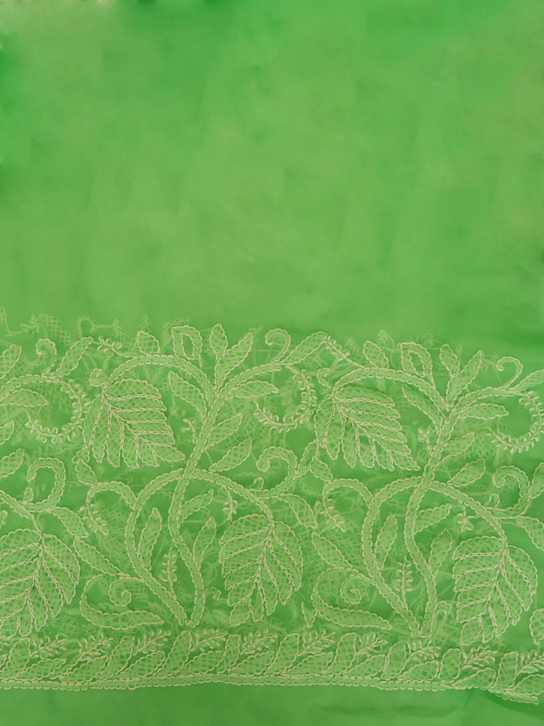 Ada Hand Embroidered Screamin' Green Georgette Lucknowi Chikankari Saree With Blouse 01A725511