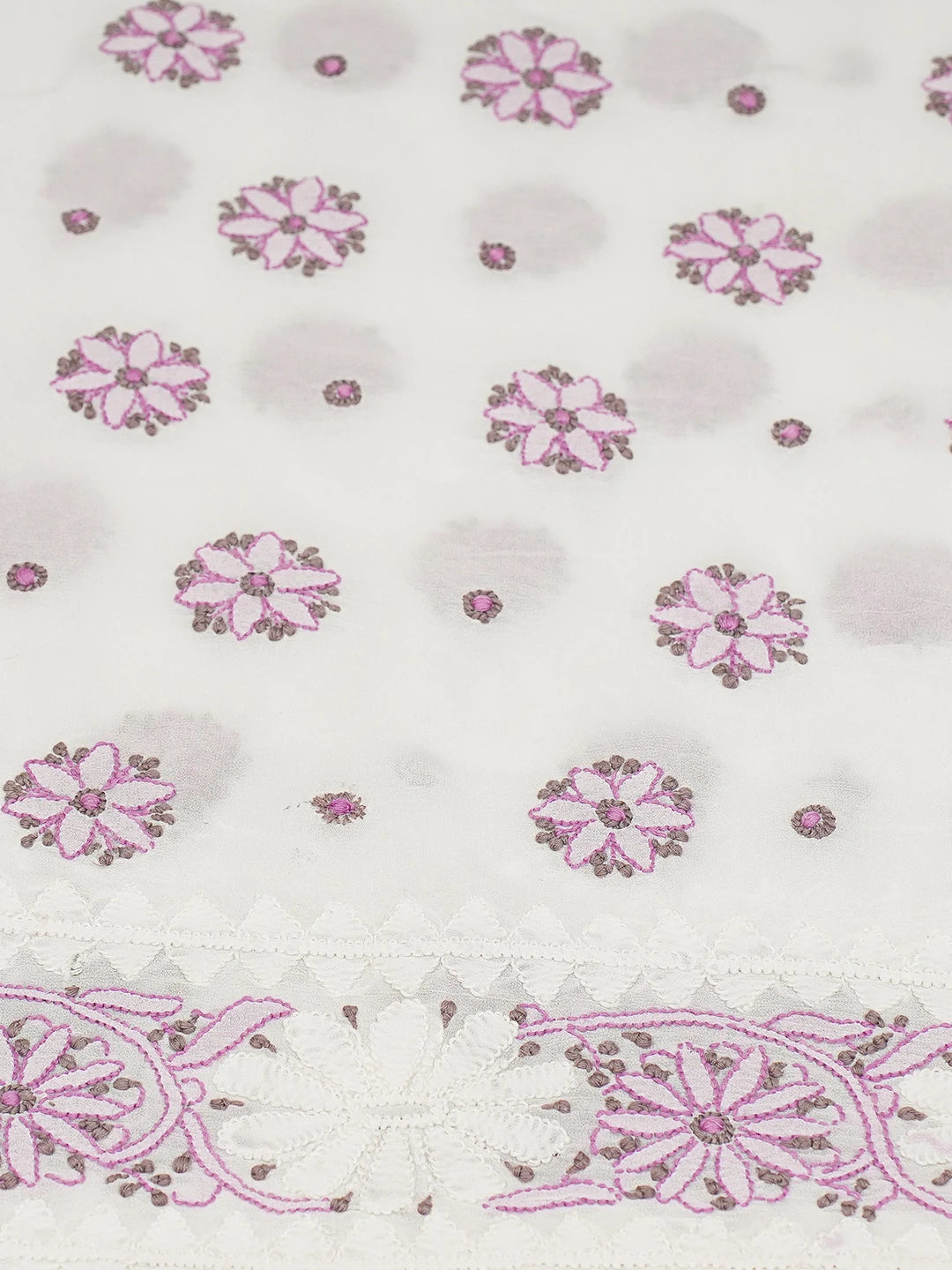 Ada Hand Embroidered White Viscose Georgette Lucknowi Chikankari Unstitched Kurta Piece 01A635388