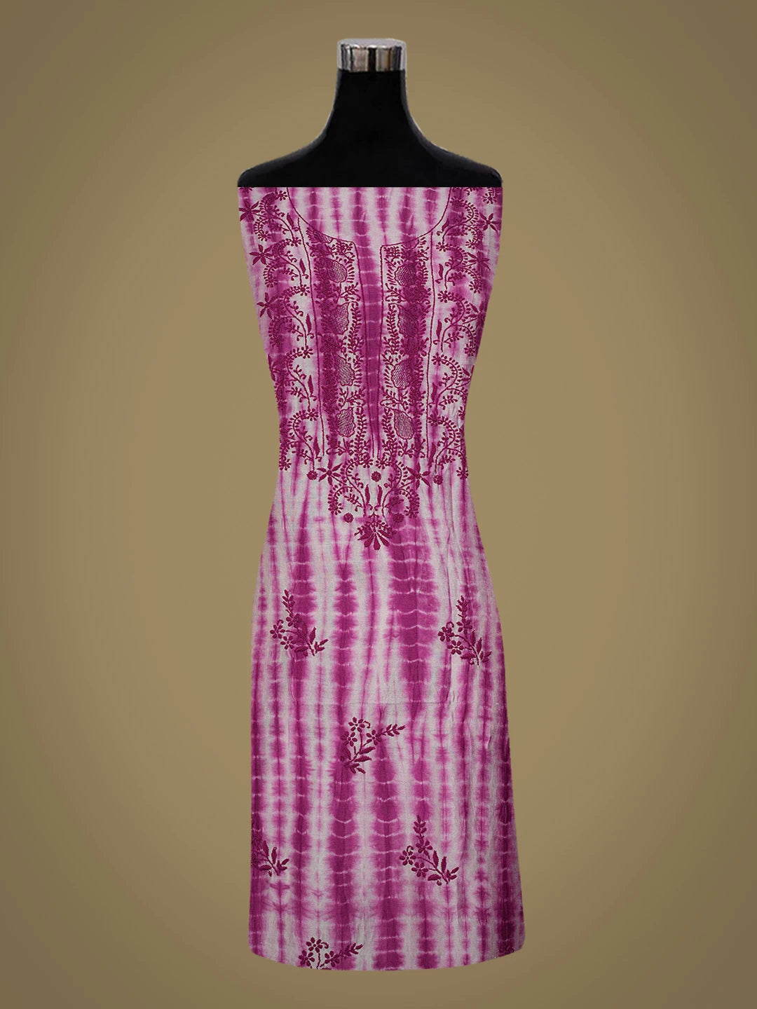 Ada Hand Embroidered Purple Silk Lucknowi Chikankari Unstitched Kurta Dupatta Set 01A665281