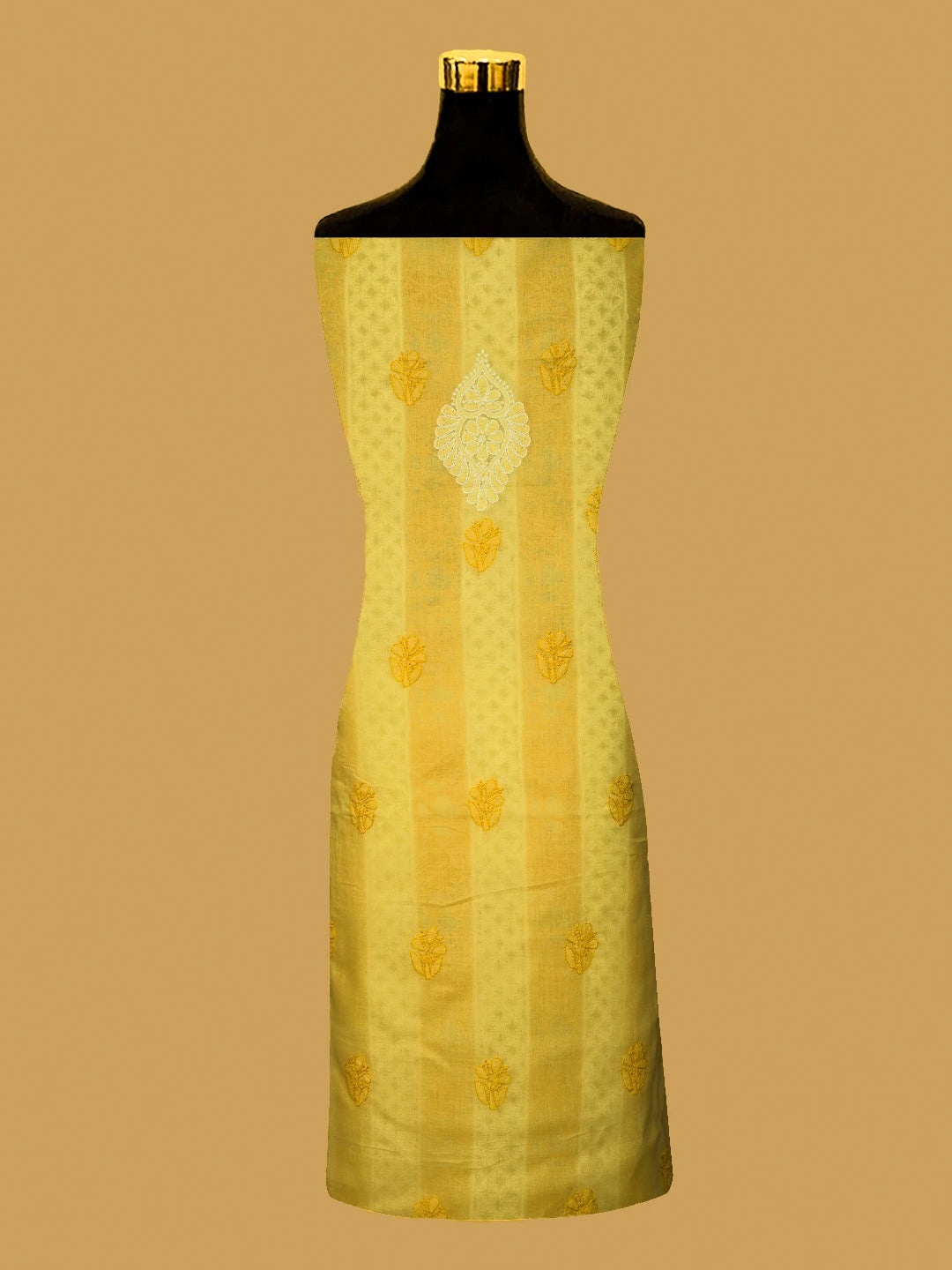 Ada Hand Embroidered Yellow Cotton Lucknowi Chikankari Unstitched Kurta Piece 01A724679
