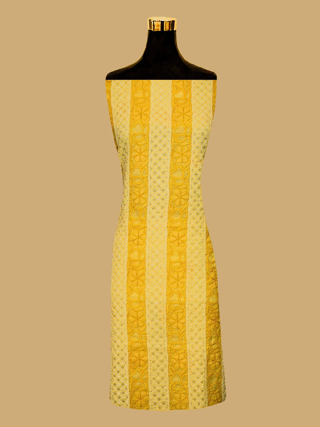 Ada Hand Embroidered Yellow Cotton Lucknowi Chikankari Unstitched Kurta Piece 01A724679