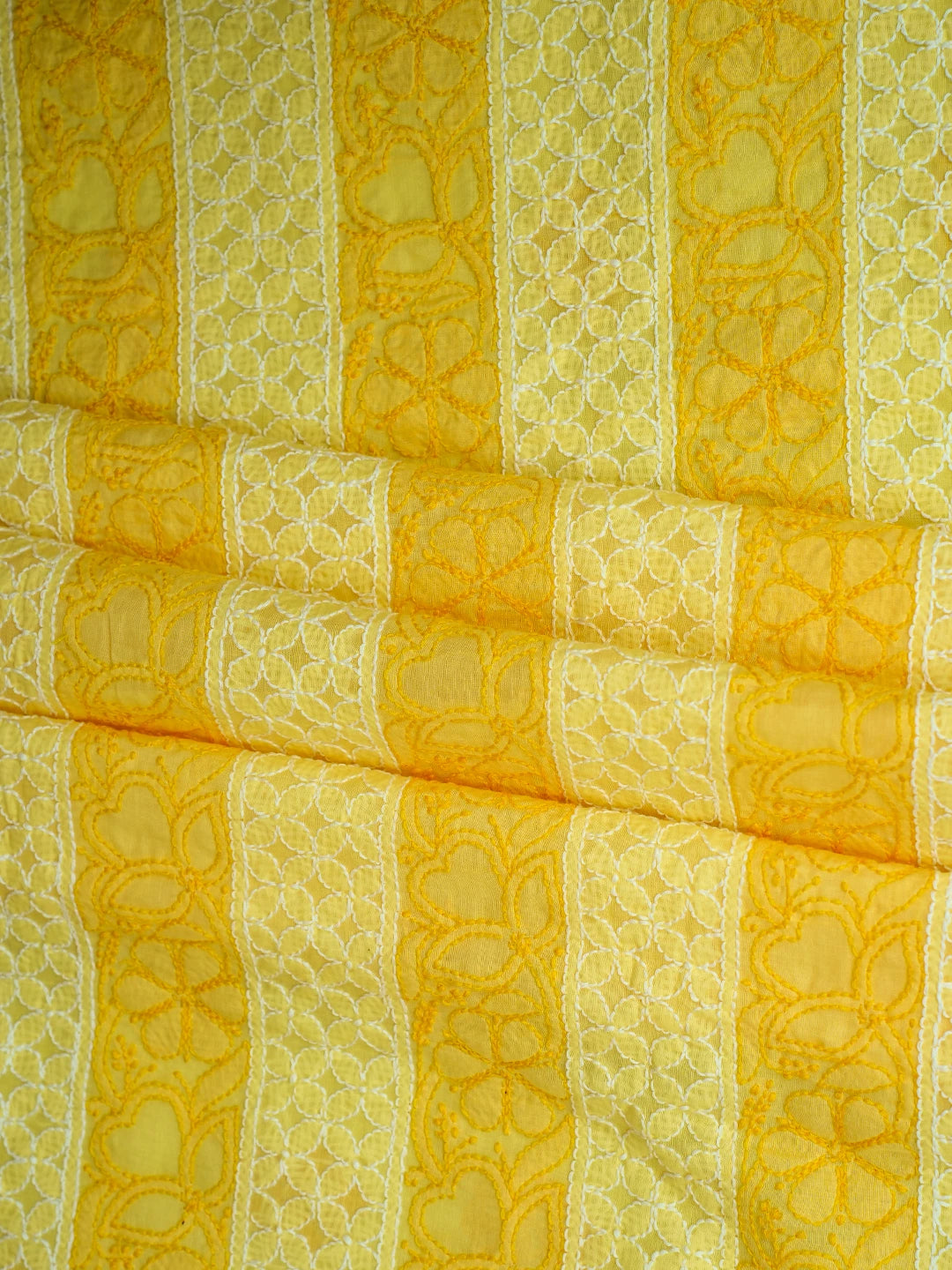 Ada Hand Embroidered Yellow Cotton Lucknowi Chikankari Unstitched Kurta Piece 01A724679
