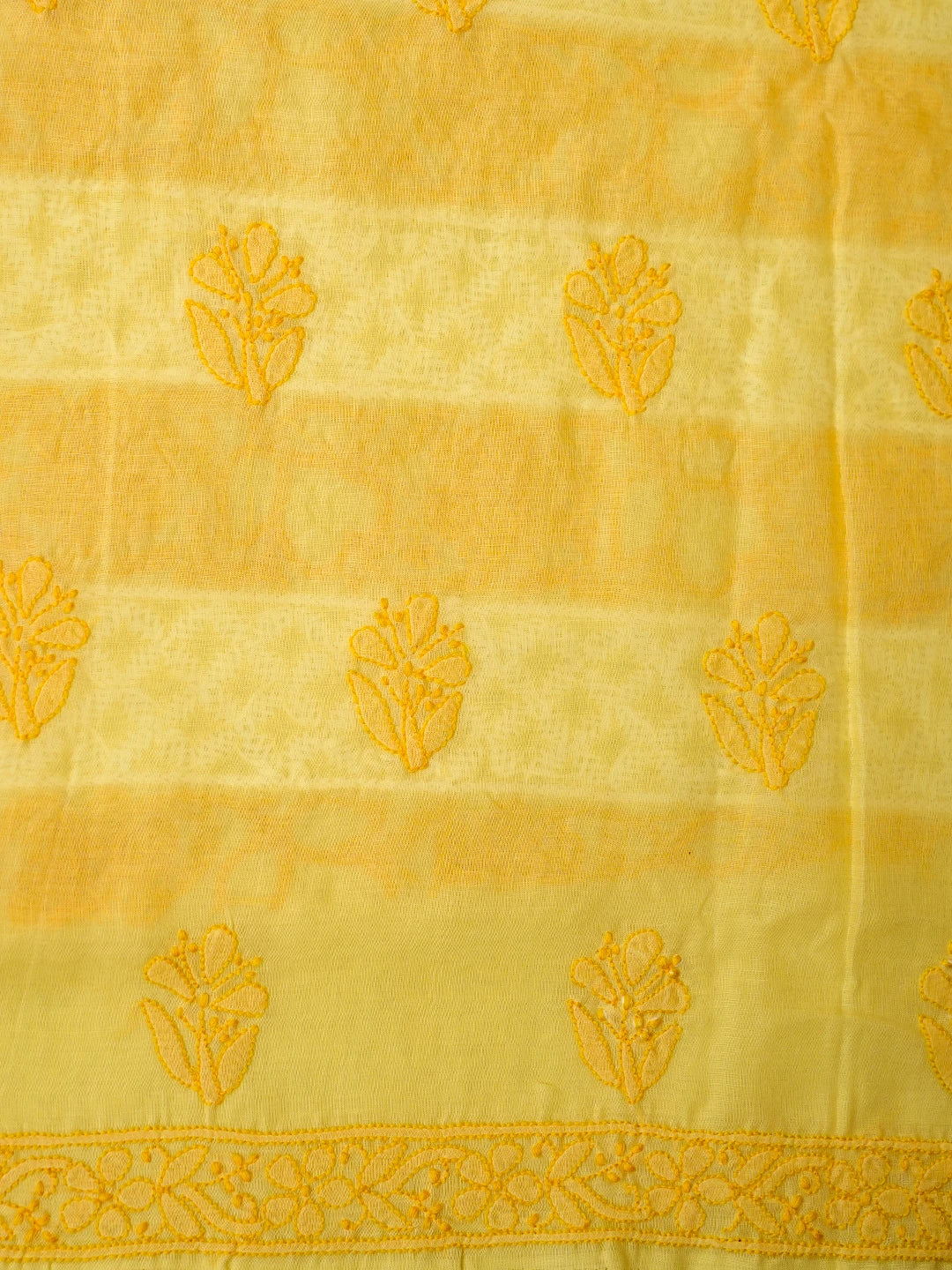 Ada Hand Embroidered Yellow Cotton Lucknowi Chikankari Unstitched Kurta Piece 01A724679