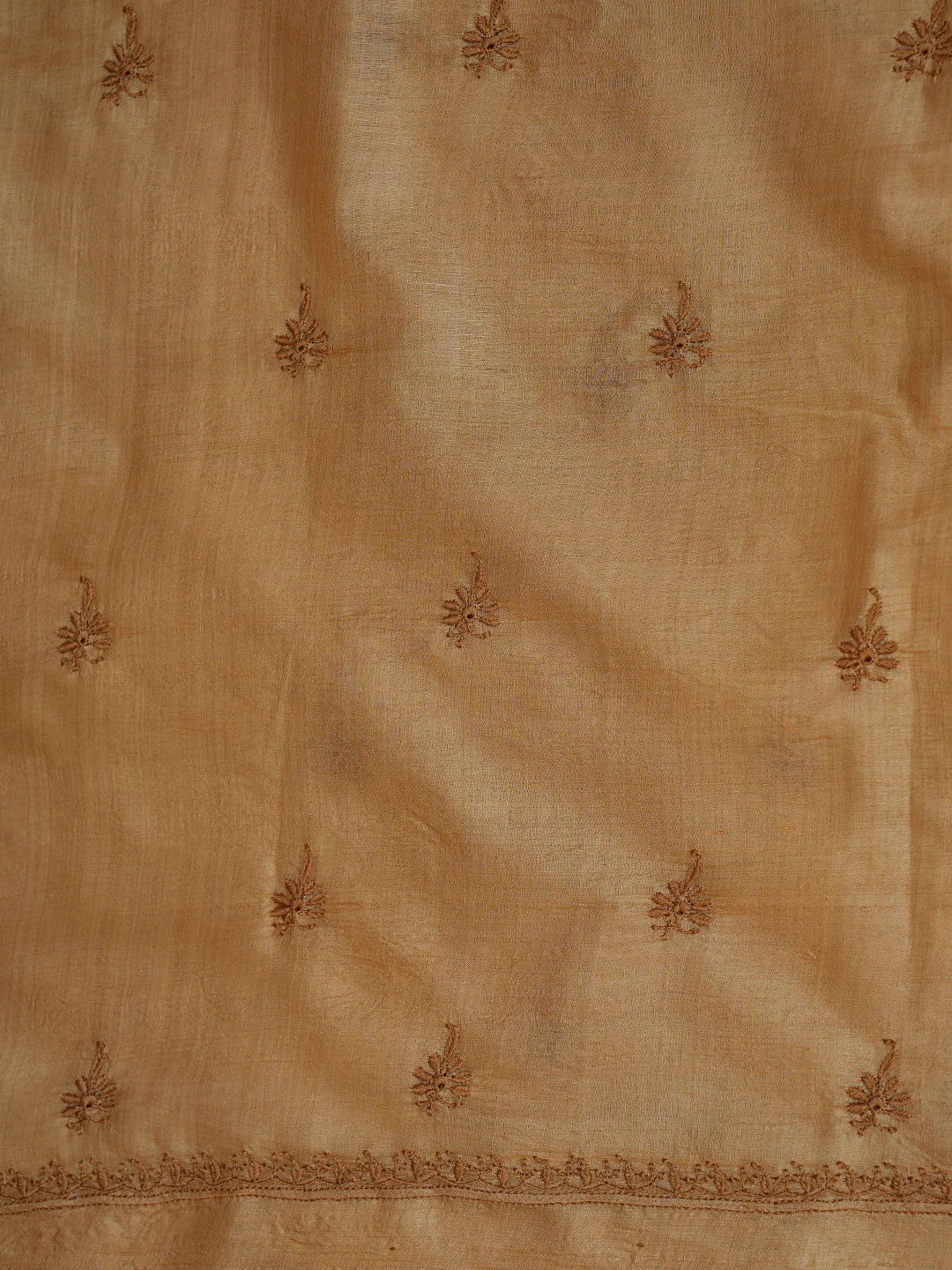 Ada Hand Embroidered Fawn Tussar Silk Lucknowi Chikankari Unstitched Men's Kurta Piece 01A722435
