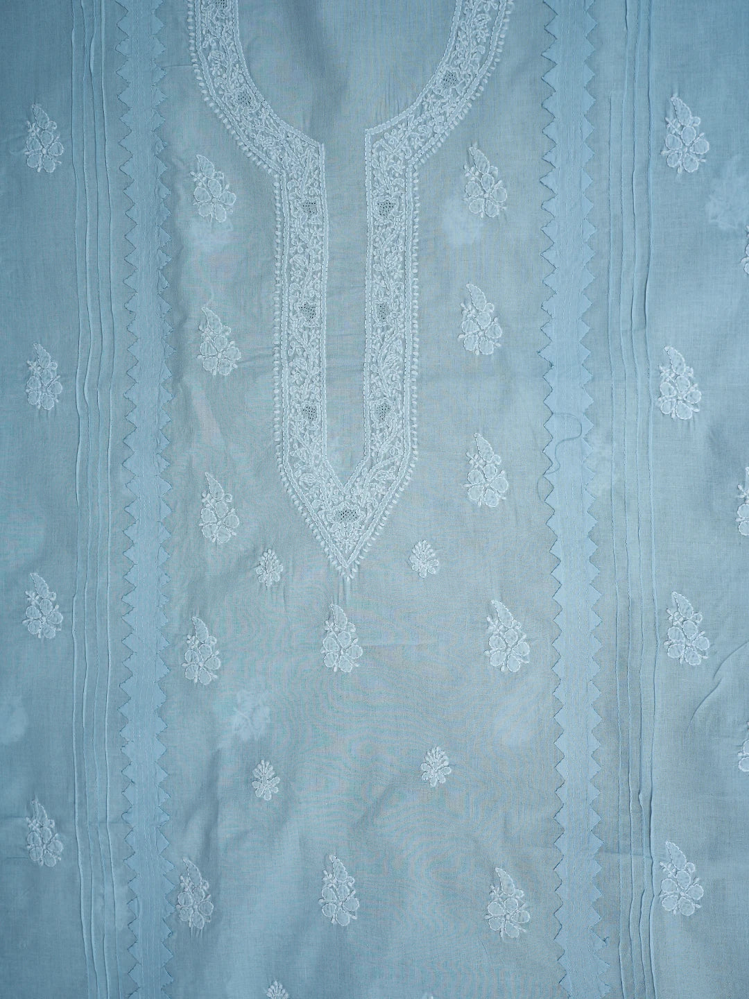 Ada Hand Embroidered Sky Blue Cotton Lucknowi Chikankari Unstitched Men's Kurta Piece 01A706051