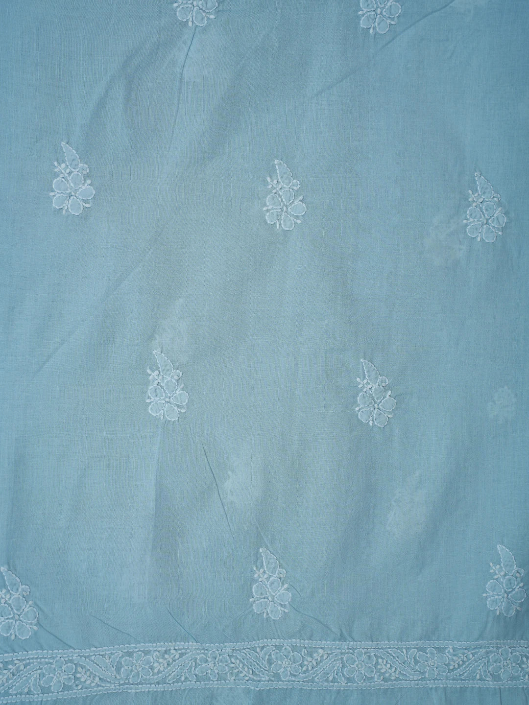 Ada Hand Embroidered Sky Blue Cotton Lucknowi Chikankari Unstitched Men's Kurta Piece 01A706051