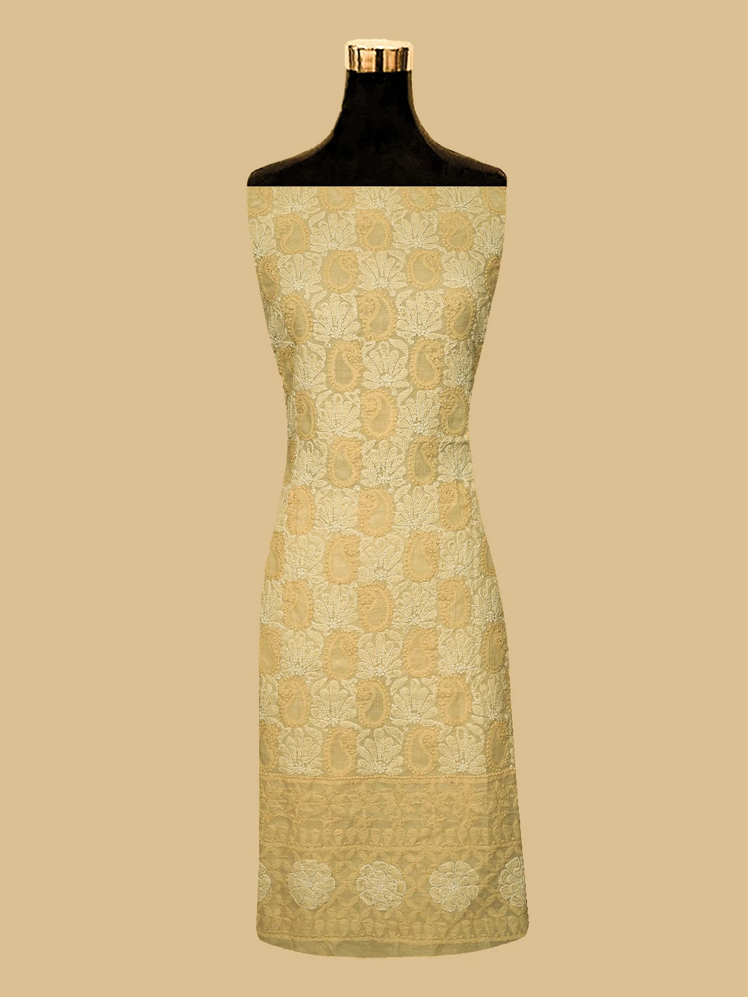 Ada Hand Embroidered Fawn Cotton Lucknowi Chikankari Unstitched Kurta Piece 01A724710