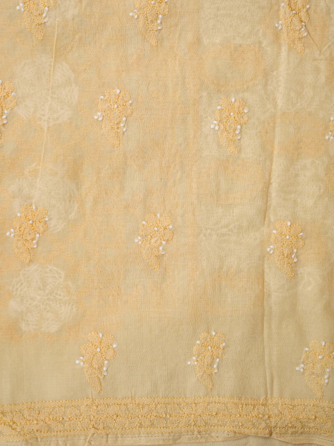 Ada Hand Embroidered Fawn Cotton Lucknowi Chikankari Unstitched Kurta Piece 01A724710