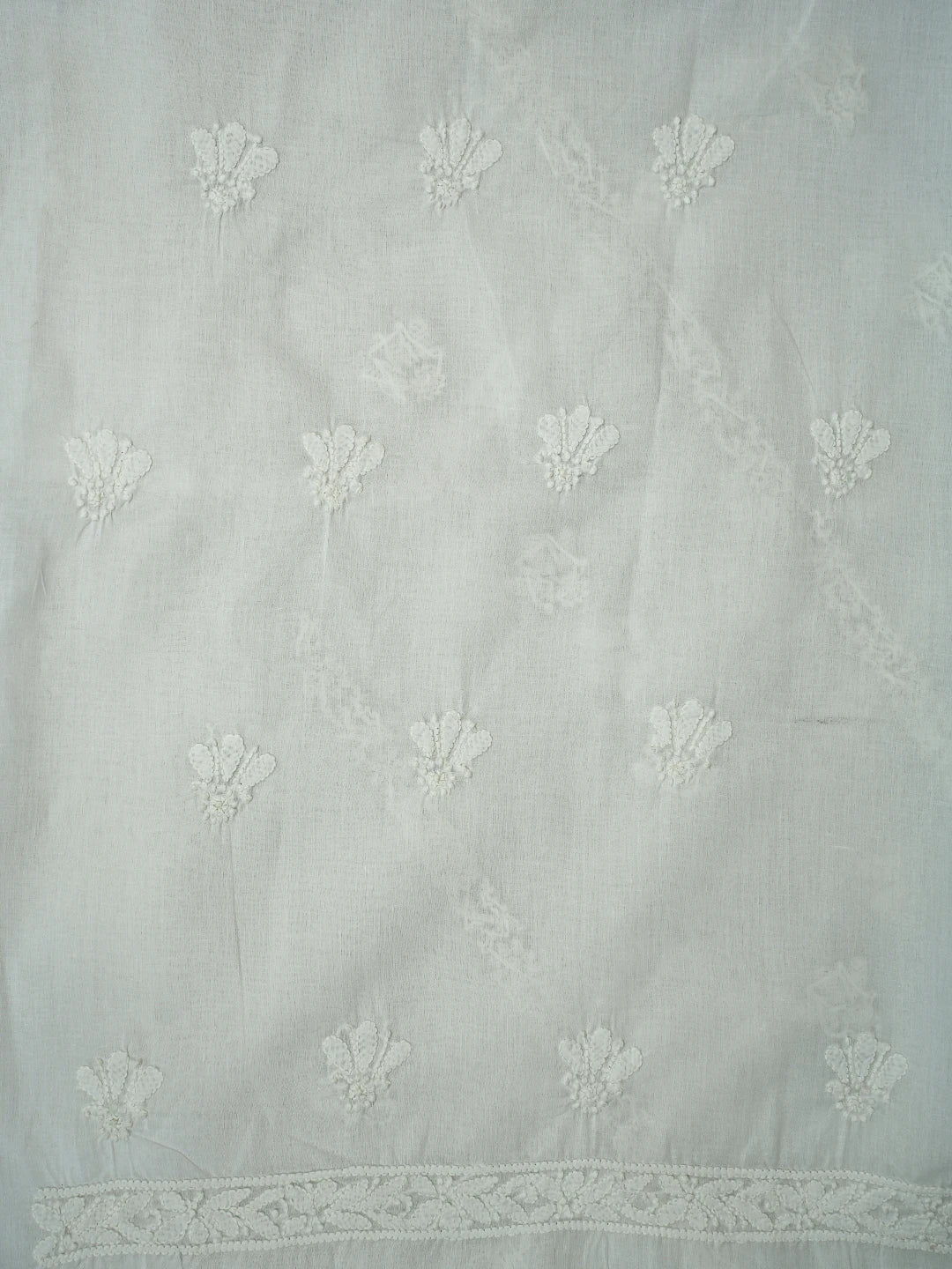 Ada Hand Embroidered White Cotton Lucknowi Chikankari Unstitched Men's Kurta Piece 01A706106