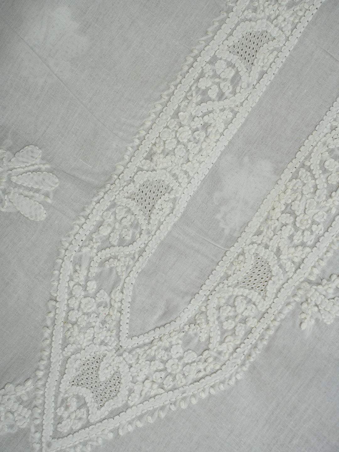 Ada Hand Embroidered White Cotton Lucknowi Chikankari Unstitched Men's Kurta Piece 01A706106