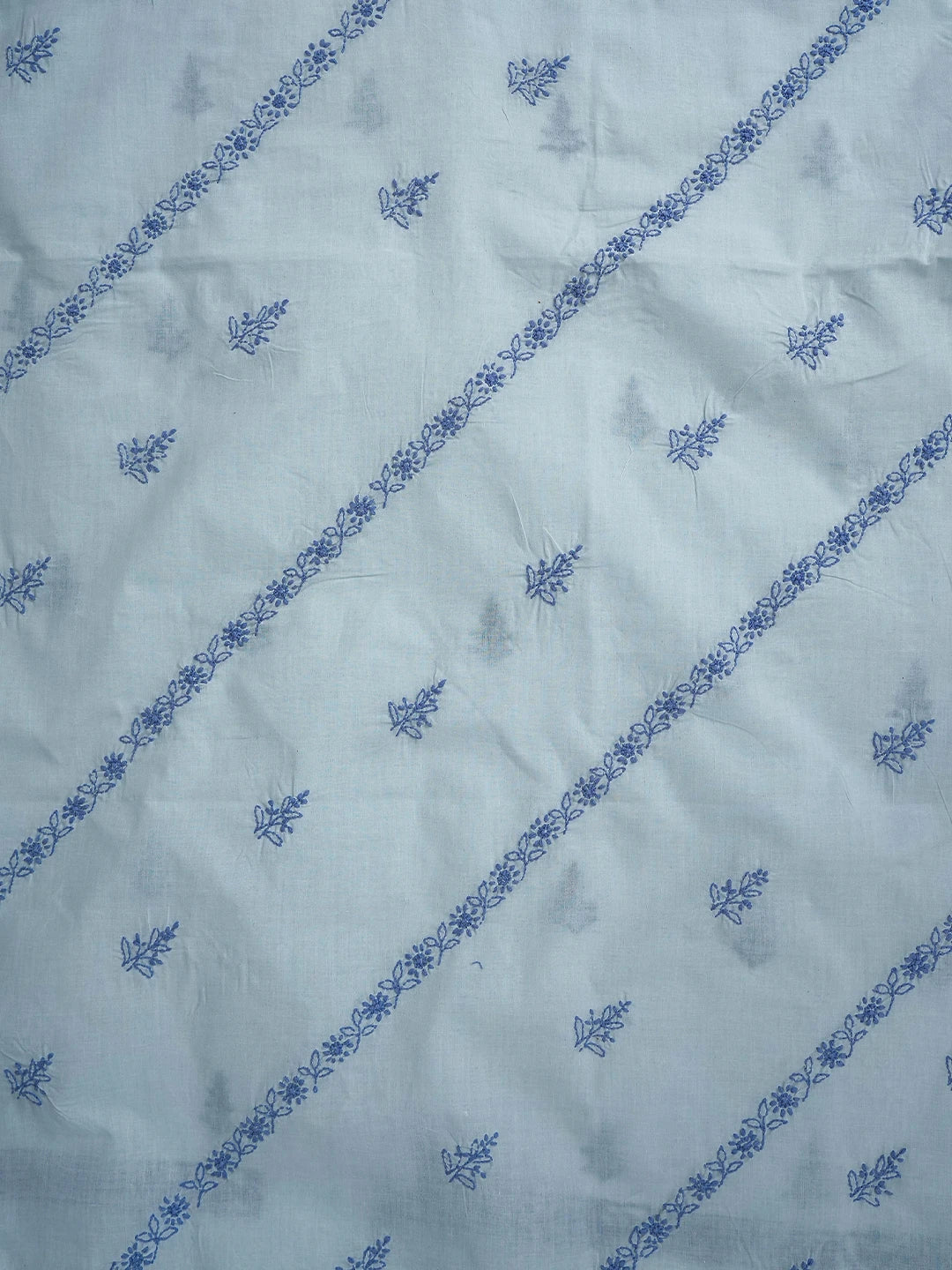 Ada Hand Embroidered Columbia Blue Cotton Lucknowi Chikankari Unstitched Men's Kurta Piece 01A706134