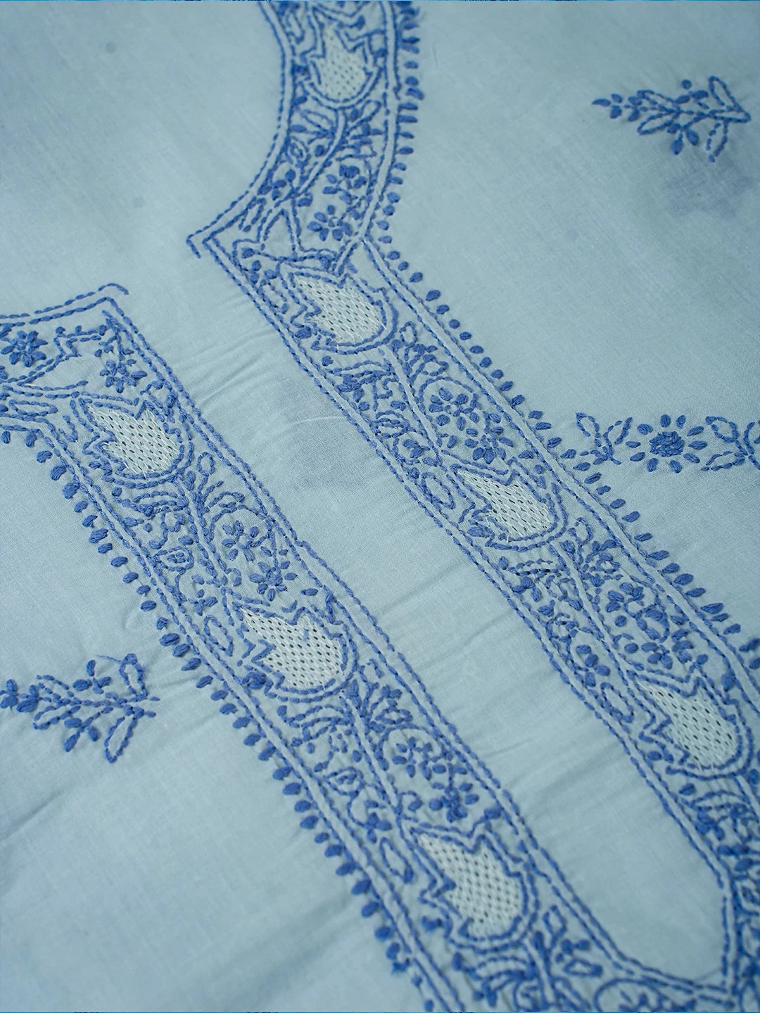 Ada Hand Embroidered Columbia Blue Cotton Lucknowi Chikankari Unstitched Men's Kurta Piece 01A706134