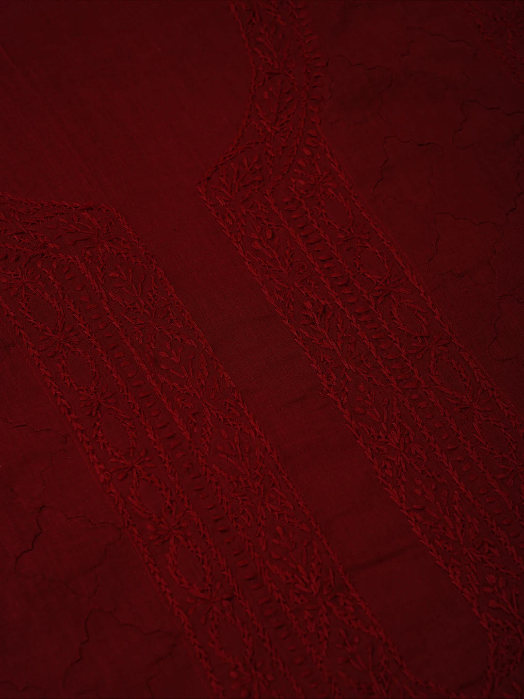 Ada Hand Embroidered Maroon Cotton Lucknowi Chikankari Unstitched Men's Kurta Piece 01A642155