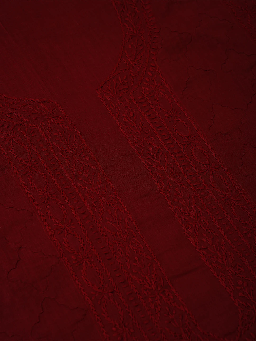 Ada Hand Embroidered Maroon Cotton Lucknowi Chikankari Unstitched Men's Kurta Piece 01A642155