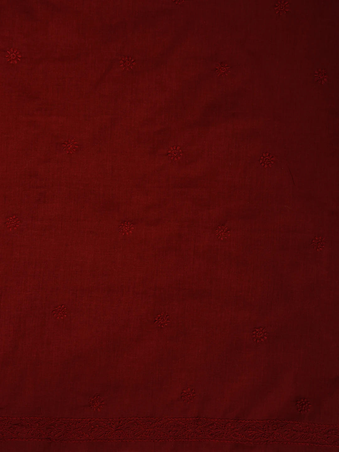 Ada Hand Embroidered Maroon Cotton Lucknowi Chikankari Unstitched Men's Kurta Piece 01A642155