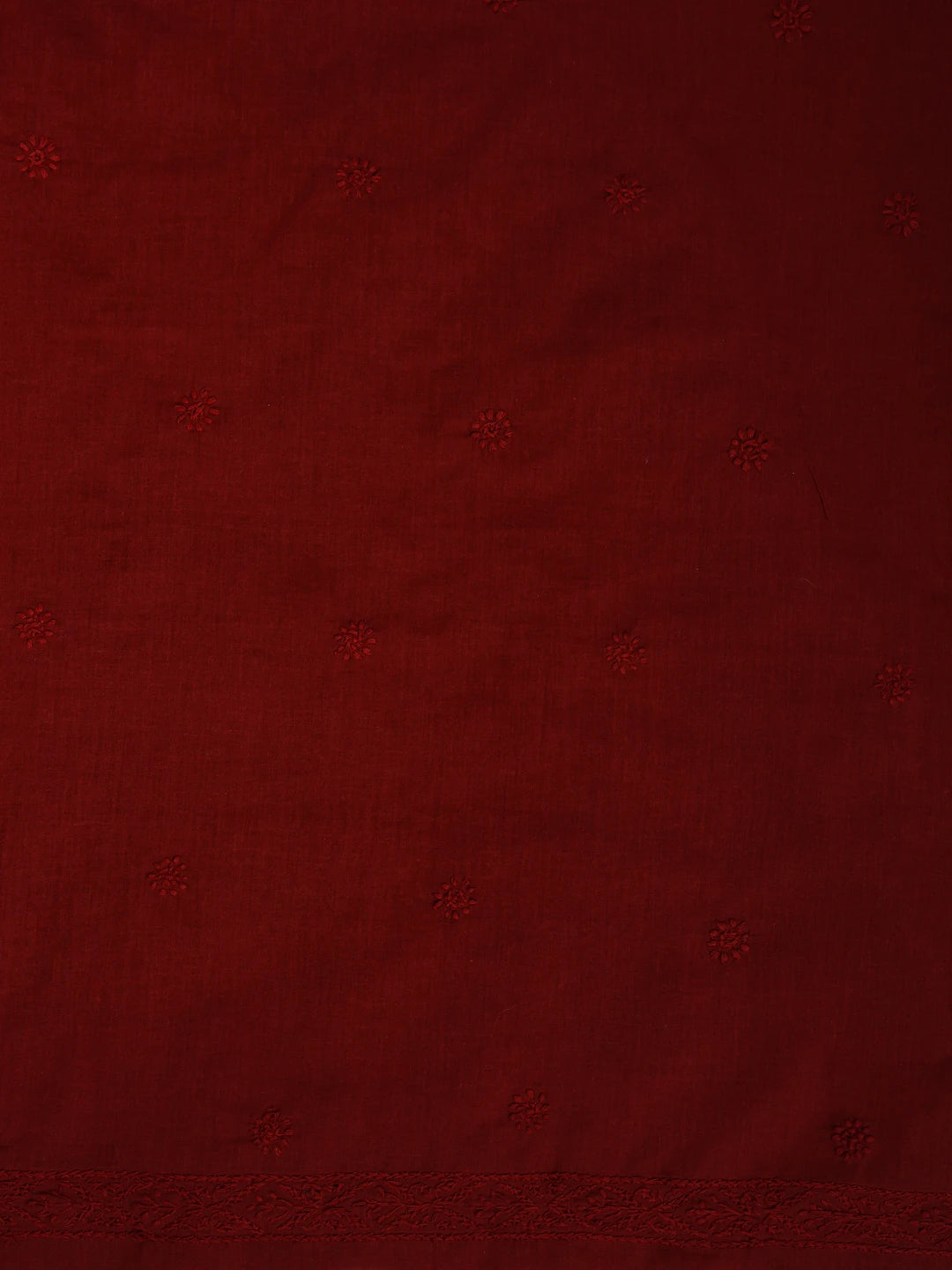 Ada Hand Embroidered Maroon Cotton Lucknowi Chikankari Unstitched Men's Kurta Piece 01A642155