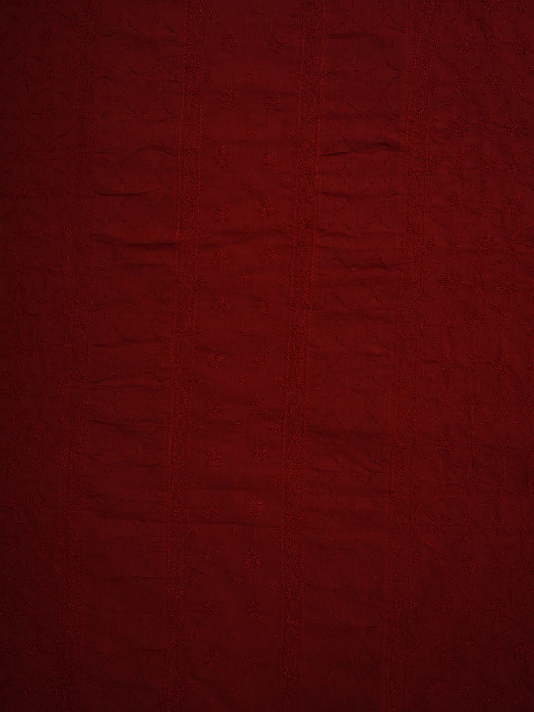Ada Hand Embroidered Maroon Cotton Lucknowi Chikankari Unstitched Men's Kurta Piece 01A642155