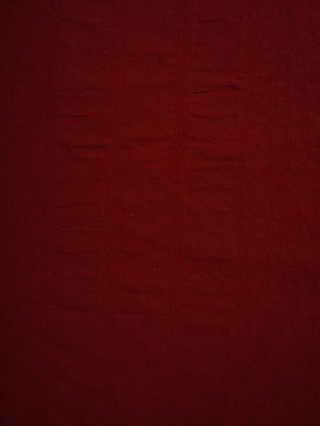 Ada Hand Embroidered Maroon Cotton Lucknowi Chikankari Unstitched Men's Kurta Piece 01A642155