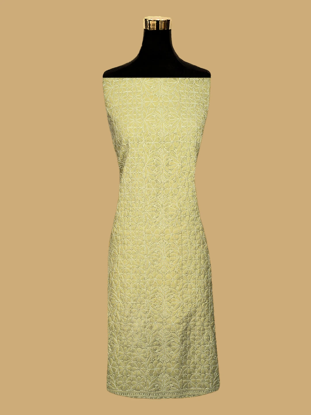 Ada Hand Embroidered Beige Cotton Lucknowi Chikankari Unstitched Suit Piece 01A477218