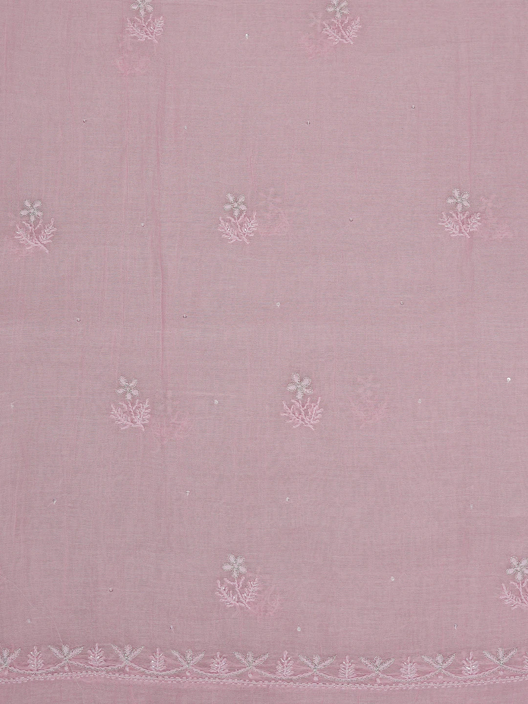 Ada Hand Embroidered Thulian Pink Chanderi Lucknowi Chikankari Unstitched Kurta Dupatta Set With Zari Work 01A681520