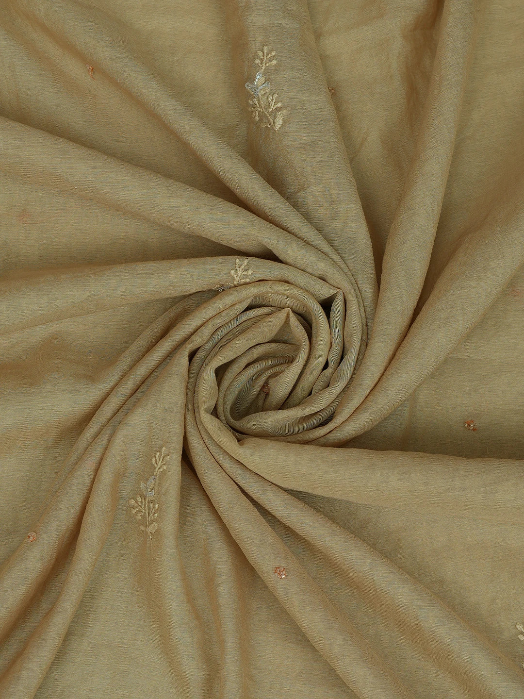 Ada Hand Embroidered Fallow Brown Chanderi Lucknowi Chikankari Unstitched Kurta Dupatta Set With Cutdana Work 01A631641