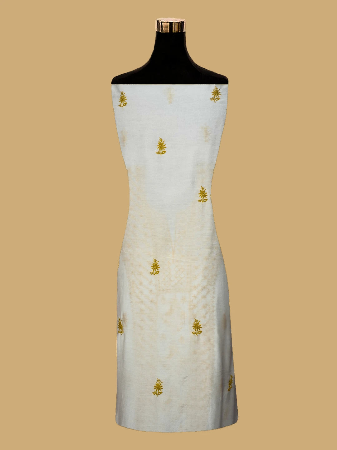 Ada Hand Embroidered White Muslin Lucknowi Chikankari Unstitched Kurta Dupatta Set 01A609988