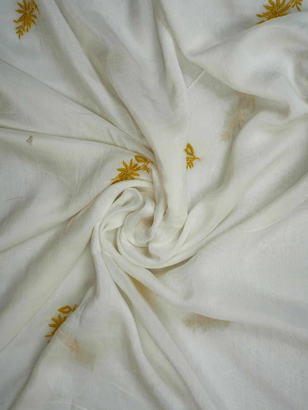 Ada Hand Embroidered White Muslin Lucknowi Chikankari Unstitched Kurta Dupatta Set 01A609988