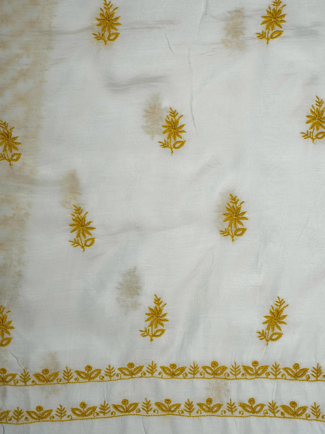 Ada Hand Embroidered White Muslin Lucknowi Chikankari Unstitched Kurta Dupatta Set 01A609988