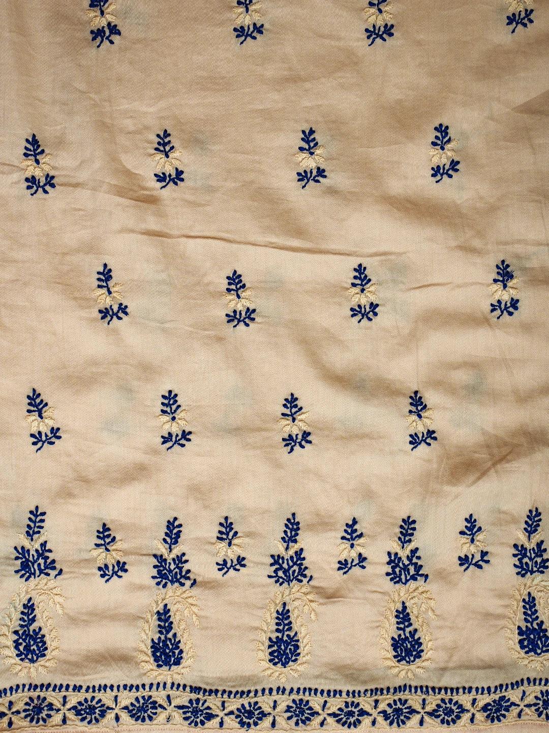 Ada Hand Embroidered Beige Cotton Lucknowi Chikankari Unstitched Suit Piece 01A555674