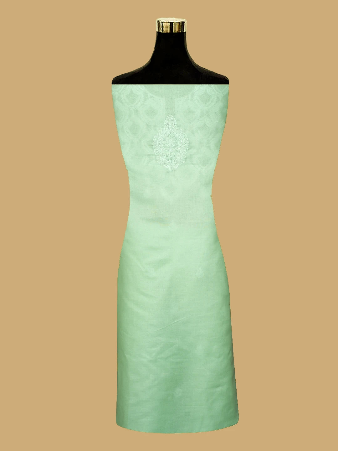 Ada Hand Embroidered Light Green Cotton Lucknowi Chikankari Unstitched Suit Piece With Cutdana Work 01A661795