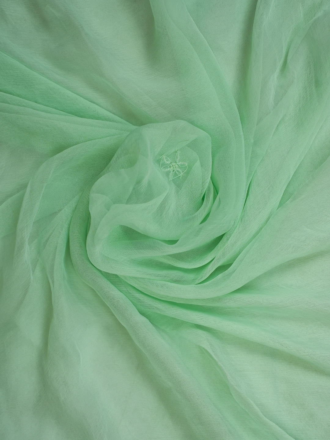 Ada Hand Embroidered Light Green Cotton Lucknowi Chikankari Unstitched Suit Piece With Cutdana Work 01A661795
