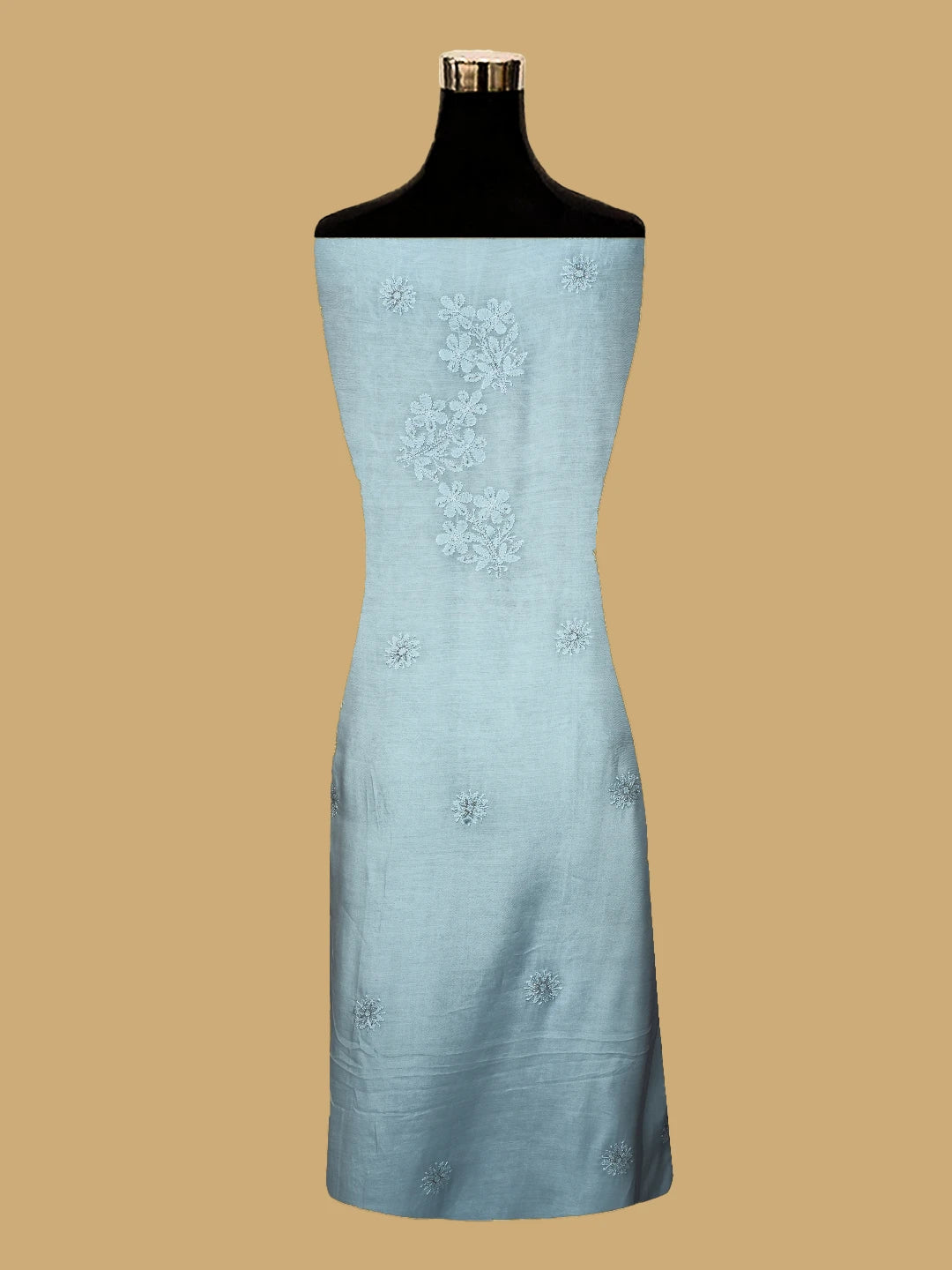 Ada Hand Embroidered Carolina Blue Muslin Lucknowi Chikankari Unstitched Suit Piece With Cutdana Work 01A709486