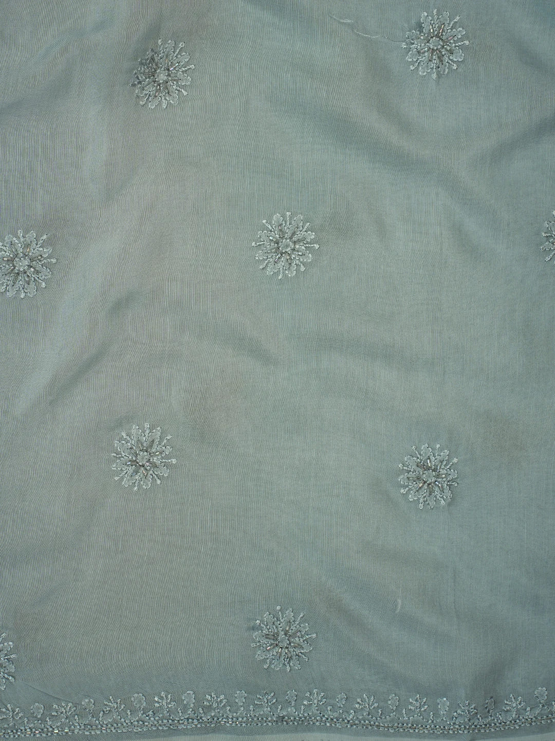 Ada Hand Embroidered Carolina Blue Muslin Lucknowi Chikankari Unstitched Suit Piece With Cutdana Work 01A709486