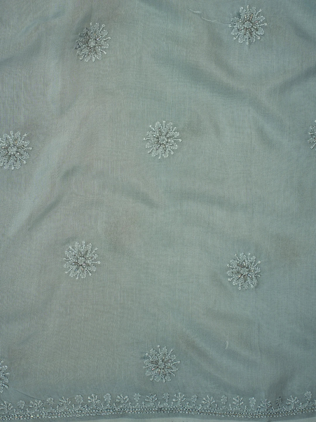 Ada Hand Embroidered Carolina Blue Muslin Lucknowi Chikankari Unstitched Suit Piece With Cutdana Work 01A709486