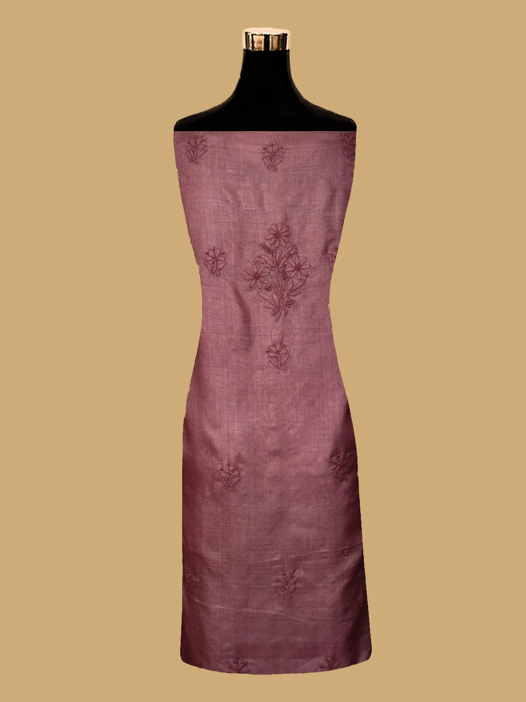 Ada Hand Embroidered Dusty Peach Silk Lucknowi Chikankari Unstitched Suit Piece 01A722306