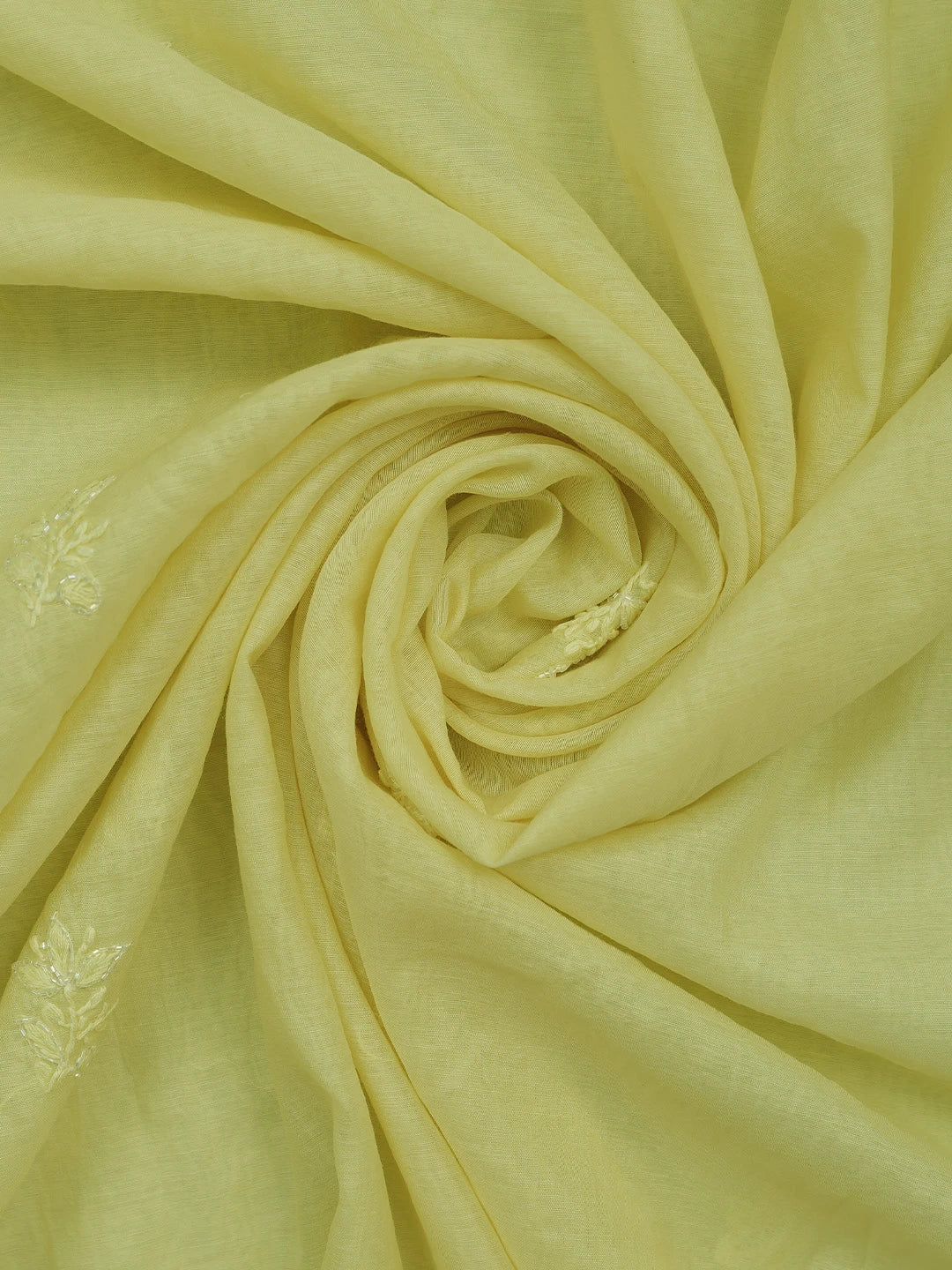 Ada Hand Embroidered Lemon Chanderi Lucknowi Chikankari Unstitched Kurta Dupatta Set With Cutdana Work 01A599518