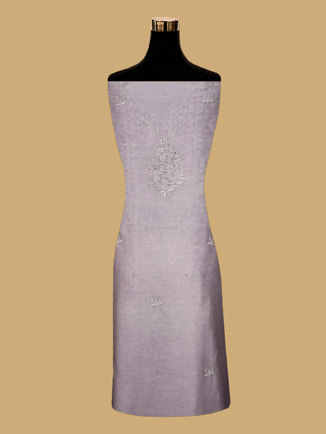 Ada Hand Embroidered Lavender Muslin Lucknowi Chikankari Unstitched Kurta Dupatta Set With Cutdana Work 01A528570