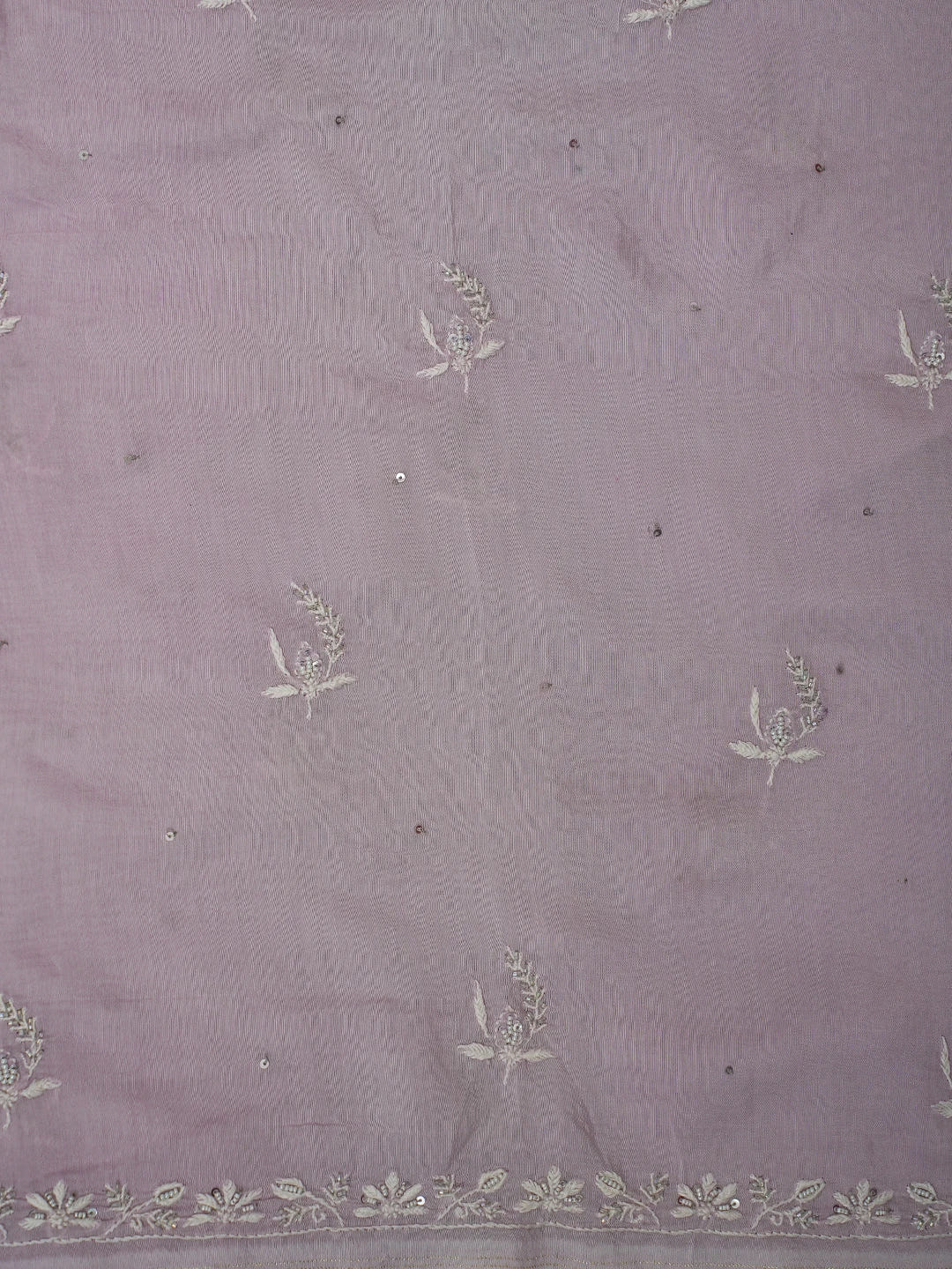 Ada Hand Embroidered Lavender Muslin Lucknowi Chikankari Unstitched Kurta Dupatta Set With Cutdana Work 01A528570