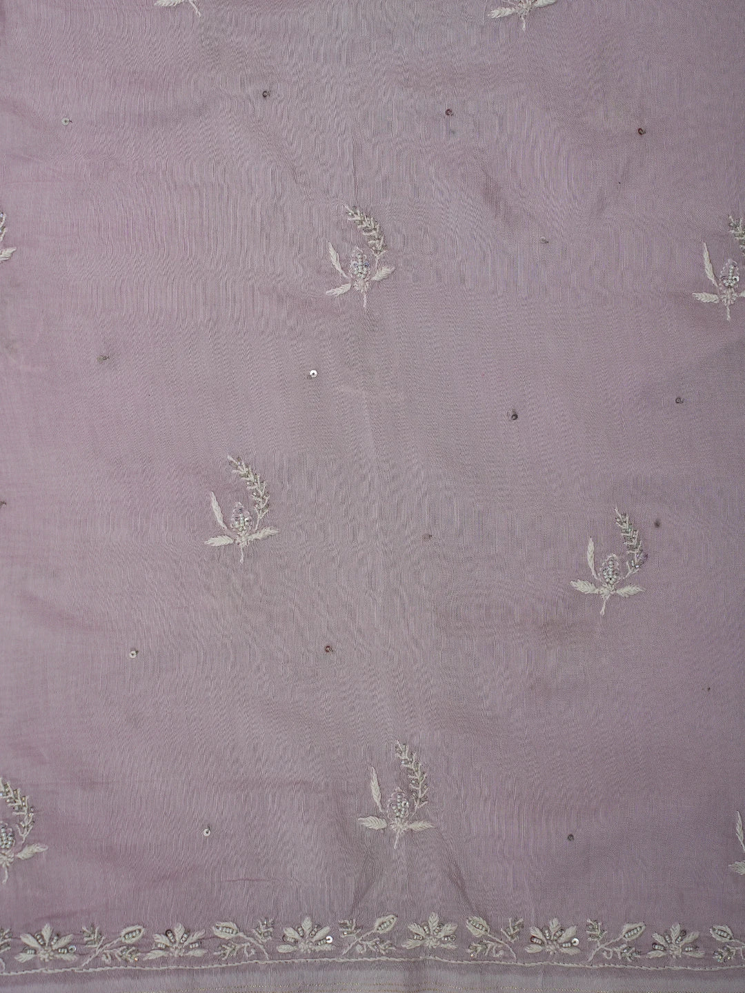 Ada Hand Embroidered Lavender Muslin Lucknowi Chikankari Unstitched Kurta Dupatta Set With Cutdana Work 01A528570