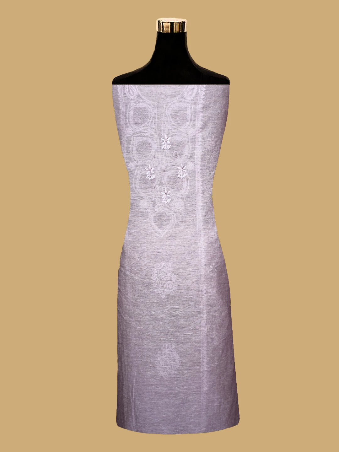 Ada Hand Embroidered Chanderi Mauve Lucknowi Chikankari Unstitched Suit Piece With Cutdana Work 01A725376