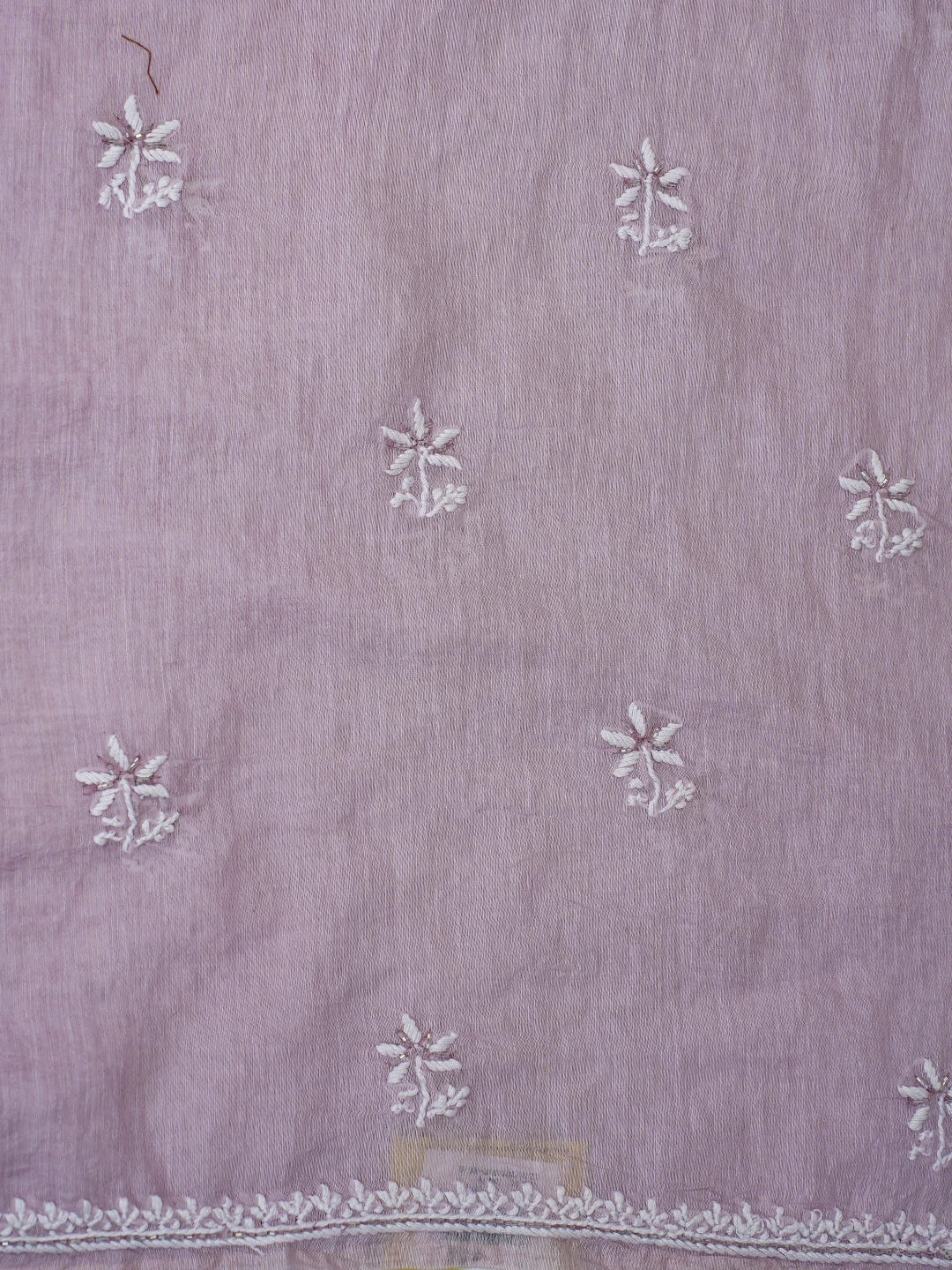 Ada Hand Embroidered Chanderi Mauve Lucknowi Chikankari Unstitched Suit Piece With Cutdana Work 01A725376